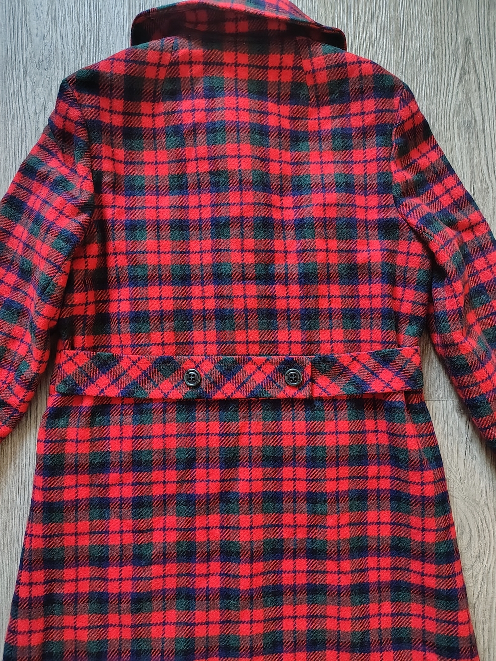 VTG Pendleton Women's Red Tartan Plaid Pure Virgin Wool Midi Pea Coat Sz 6/8 USA - Picture 11 of 12